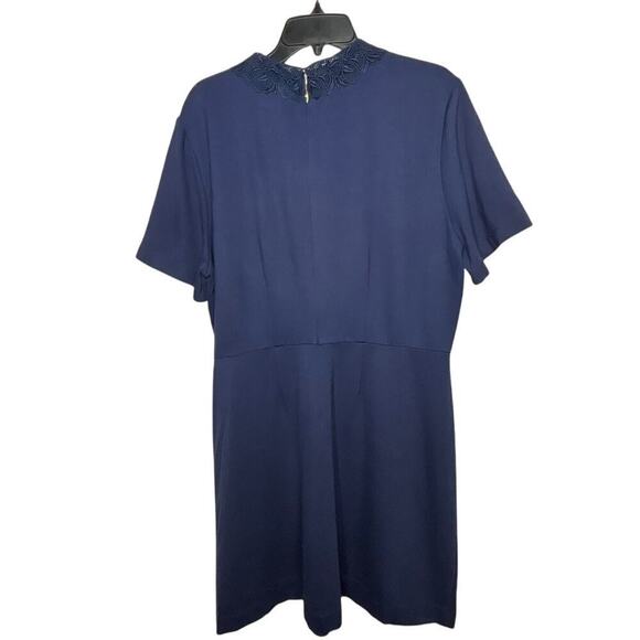 Draper James Navy Blue Lace Peter Pan Collar Ponte Knit Persley Dress Size XXL - Picture 2 of 9
